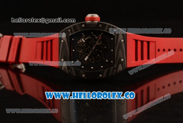 Richard Mille RM 055 Bubba Watson Miyota 9015 Automatic Carbon Fiber Case with Black Dial and Red Rubber Strap - Click Image to Close